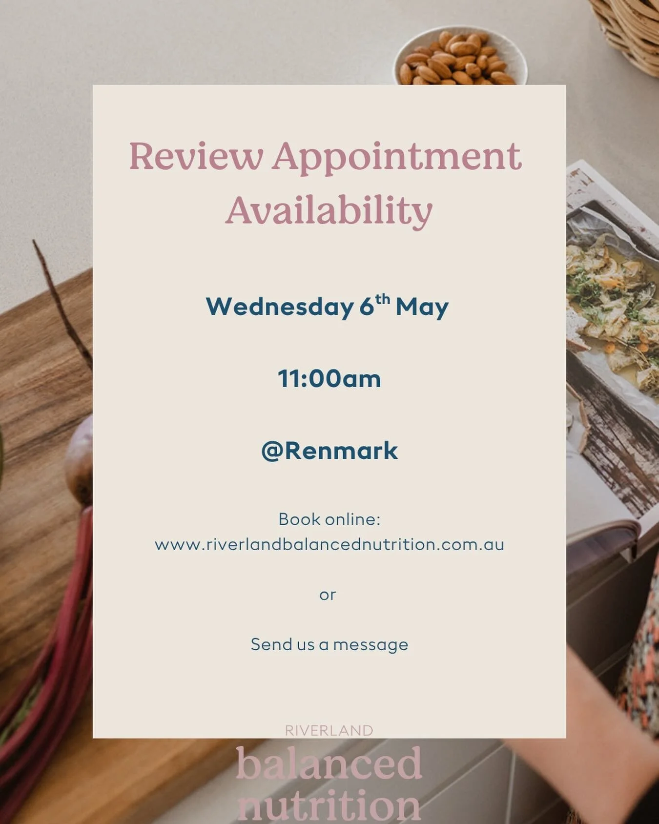 We&rsquo;ve had an opening this Wednesday at 11am in our Renmark clinic, available for review/existing clients only.

I&rsquo;m in Renmark just once a month and appointments usually book out quickly, so this is a good chance to secure a follow-up if 
