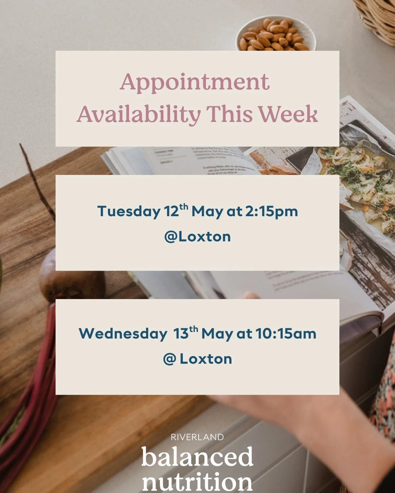Cancellation appointments are now available this week:

📍 Loxton
Tuesday 12th May &mdash; 2:15pm

Wednesday 13th May &mdash; 10:15am

These appointments are suitable for new or existing clients.

Bookings can be made via the booking system on our we