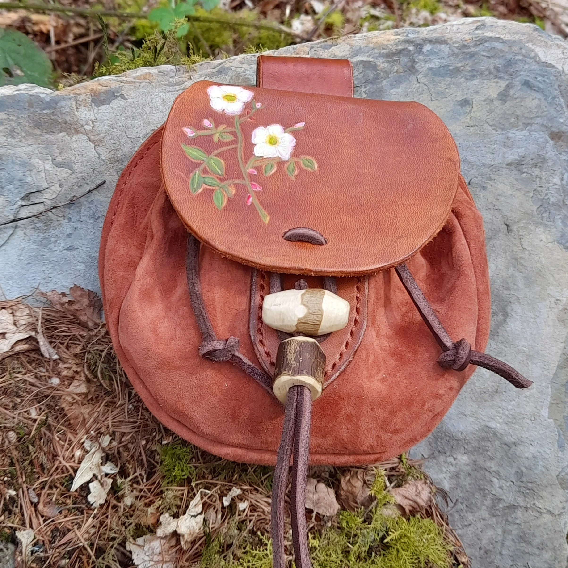 Medieval pouch with briar rose