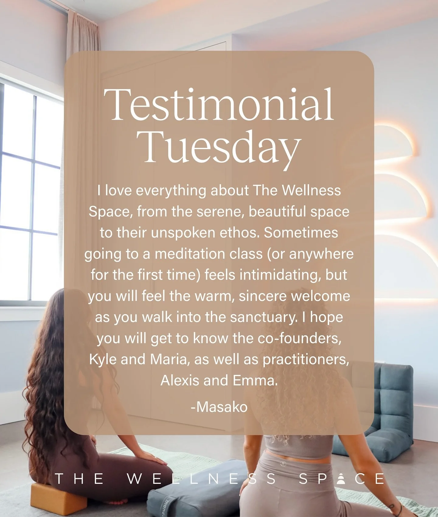 Testimonial Tuesday!
We know walking into a new space can take courage. That’s why we do everything we can to make The Wellness Space feel like coming home. 💛
Thank you, @masakozawa_coaching 🤍✨
