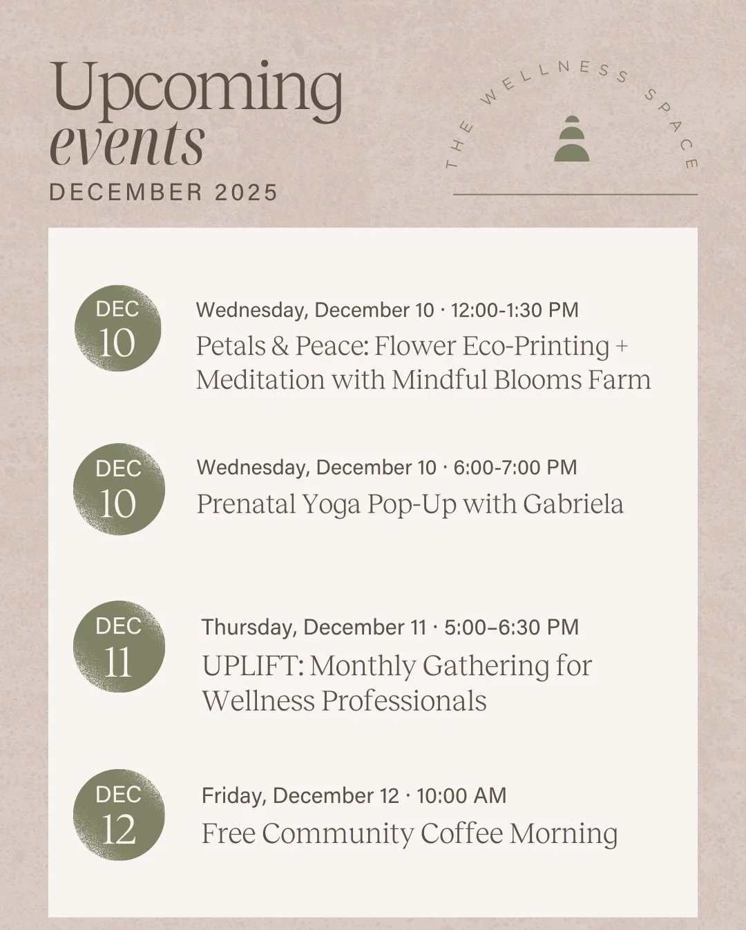 Oh hey, December!

A new month is here, and so are we, supporting your end-of-year self-care every step of the way ✨ Explore our December offerings and stay tuned for our World Meditation Day sale, and special holiday pop-up schedule!

Members enjoy 