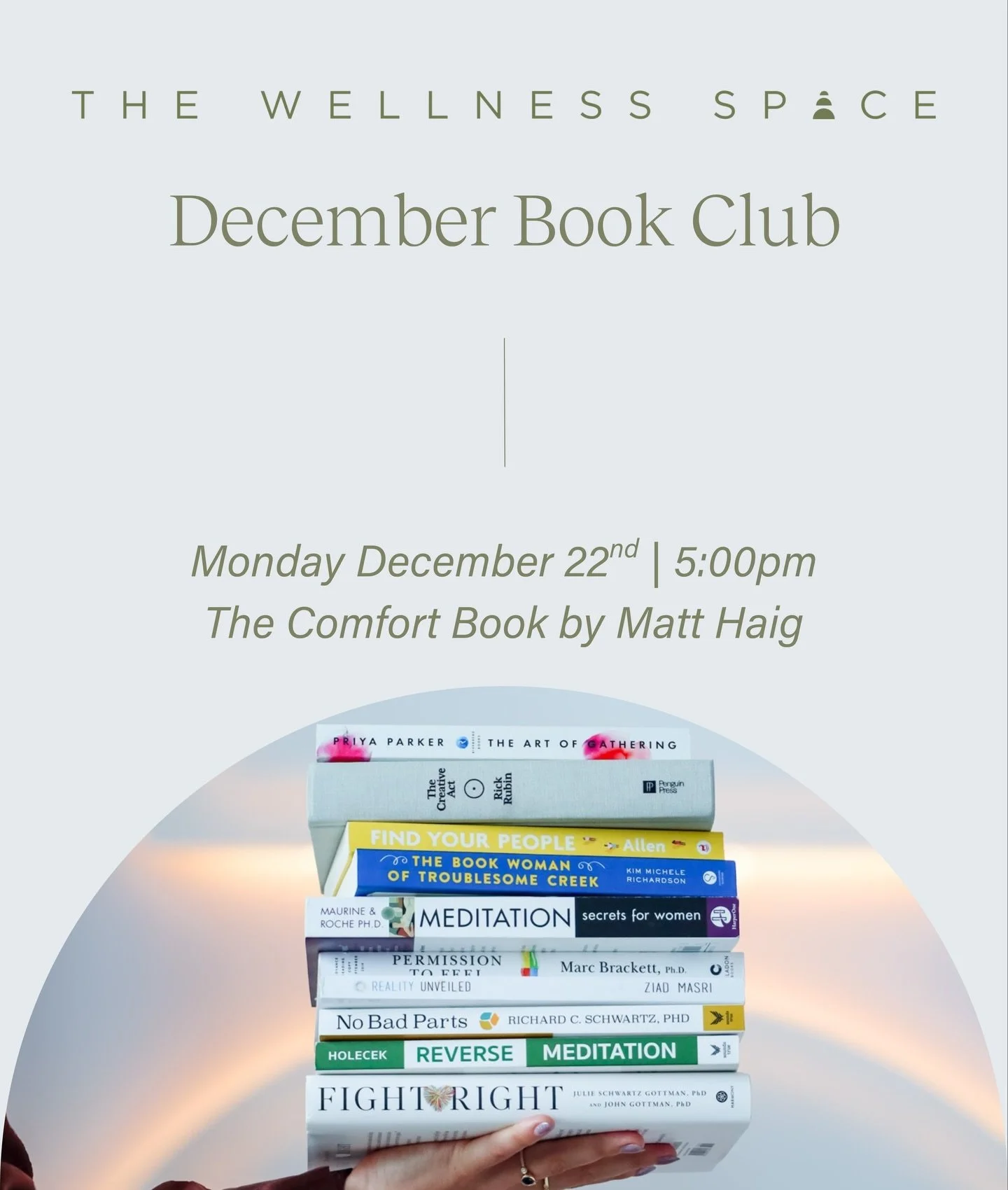 This month we&rsquo;re reading The Comfort Book by Matt Haig, a soothing book filled with short, heartfelt essays that offer perspective, warmth, and encouragement.

Monday, December 22 at 5pm
Free for members | $15 drop-in