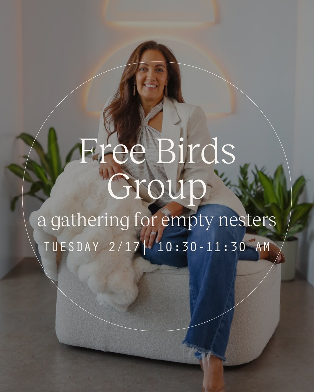 Free Birds meets tomorrow 🕊️
Where parents grow while their kids g. A gathering for empty nesters.
Tuesday 2/17 &bull; 10:30am

Drop in and join us! 
reserve at thewellness-space.com