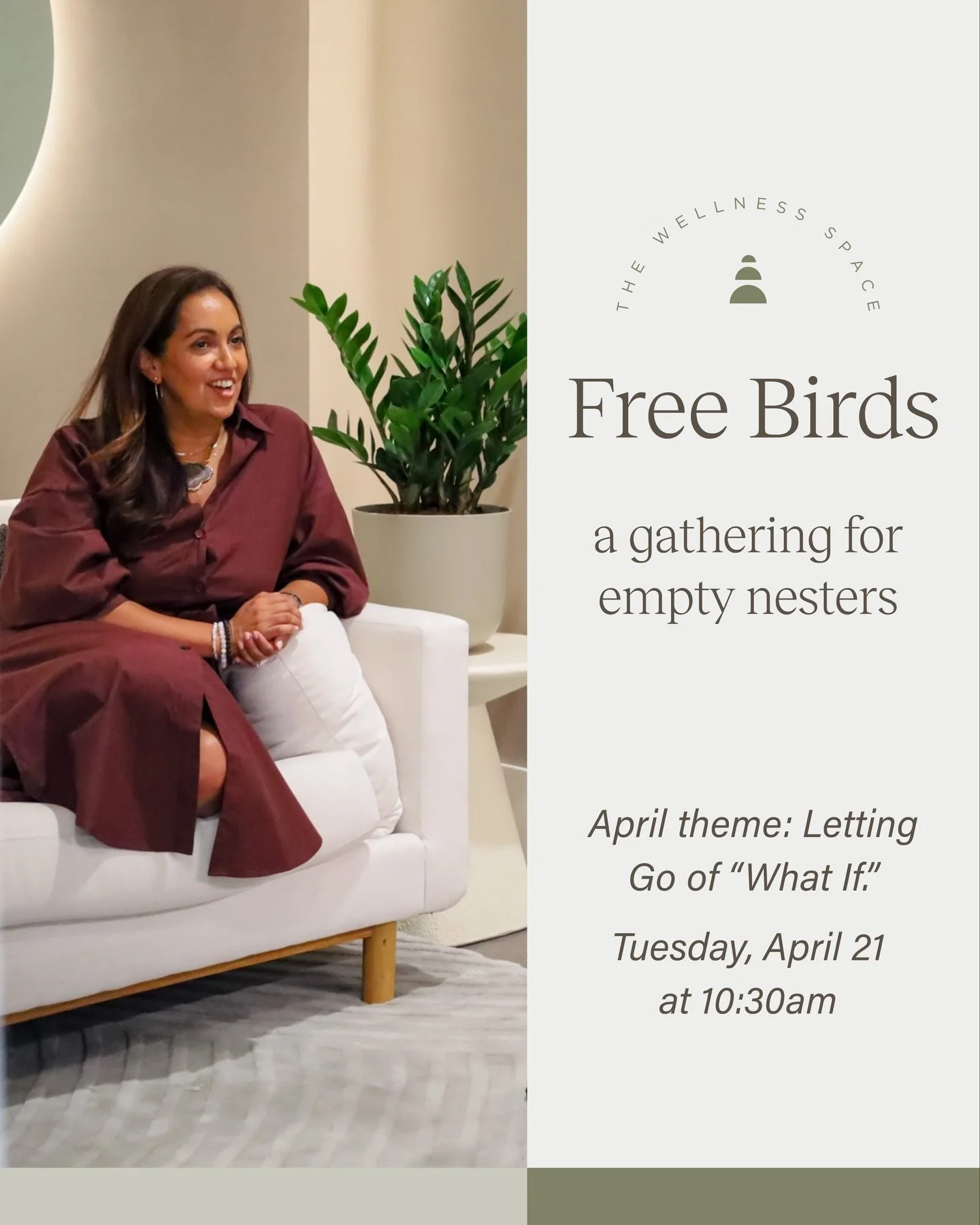 We have a couple of spaces left for our Free Birds Group for Empty Nesters this week Tuesday at 10:30am. 

Register online under classes 🕊️