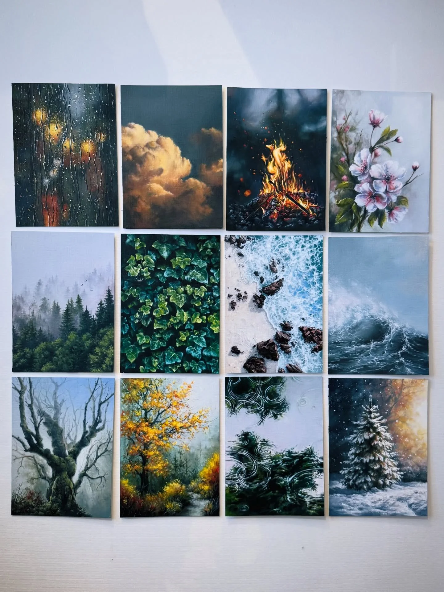 Introducing the new addition to Escape Series: 12 original oil paintings, each 5&times;7 inches on Georgian paper. 

Each piece is hand-framed in vintage wood and exists as a one-of-a-kind original. Explore the textures, colors, and subtle details of