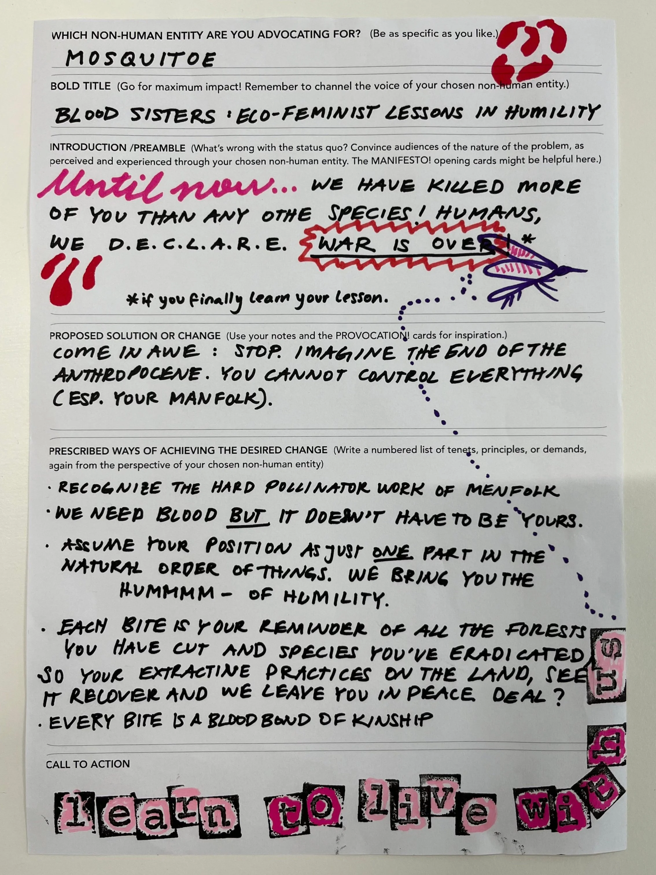 Manifesto written from a mosquito's perspective