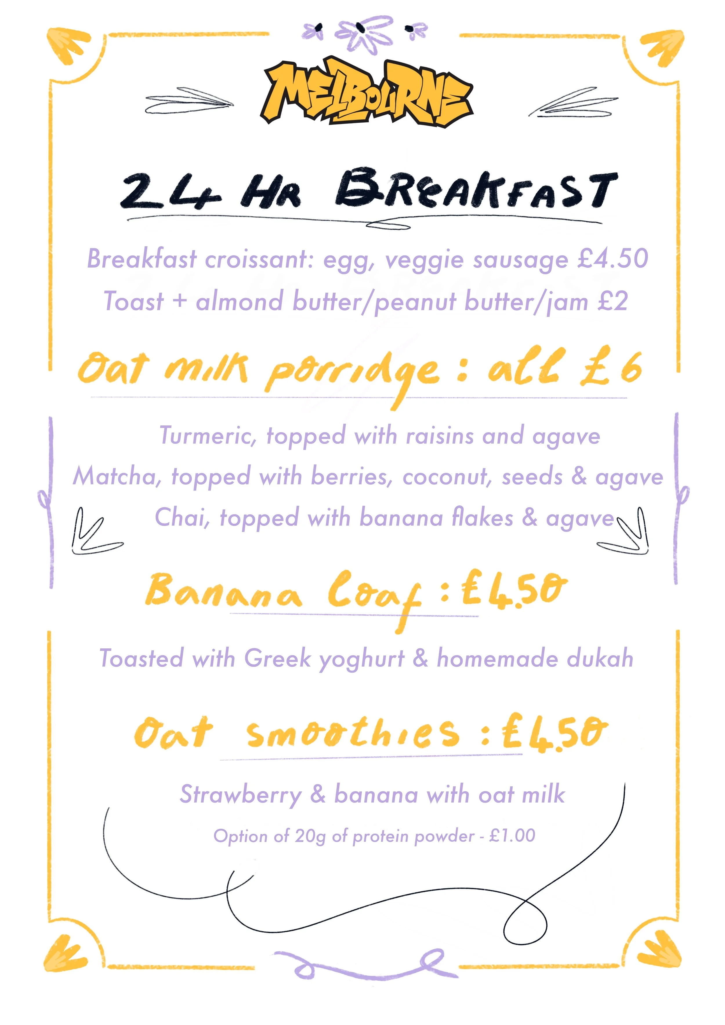 Menu — Melbourne in Lichfield