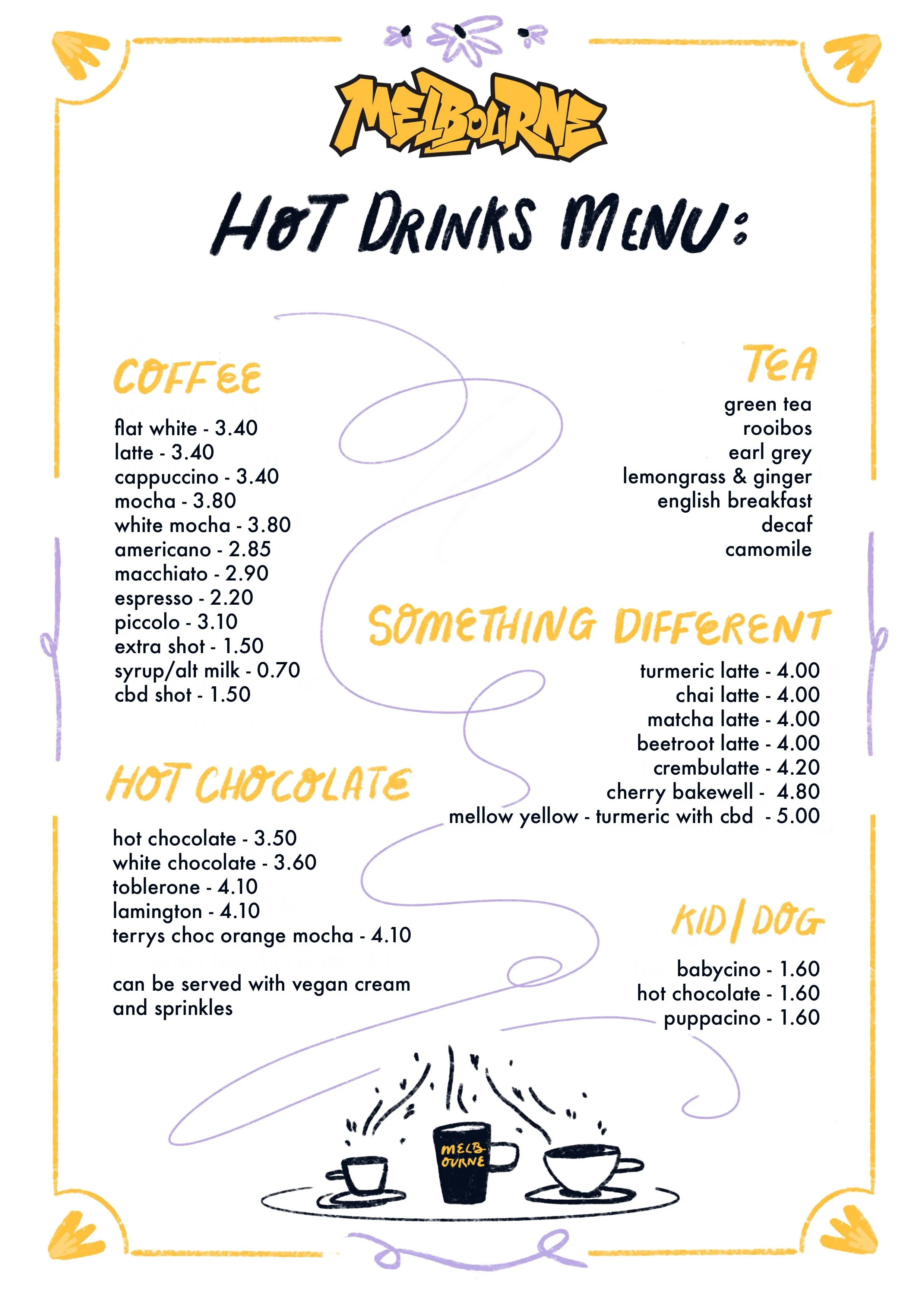 Menu — Melbourne in Lichfield