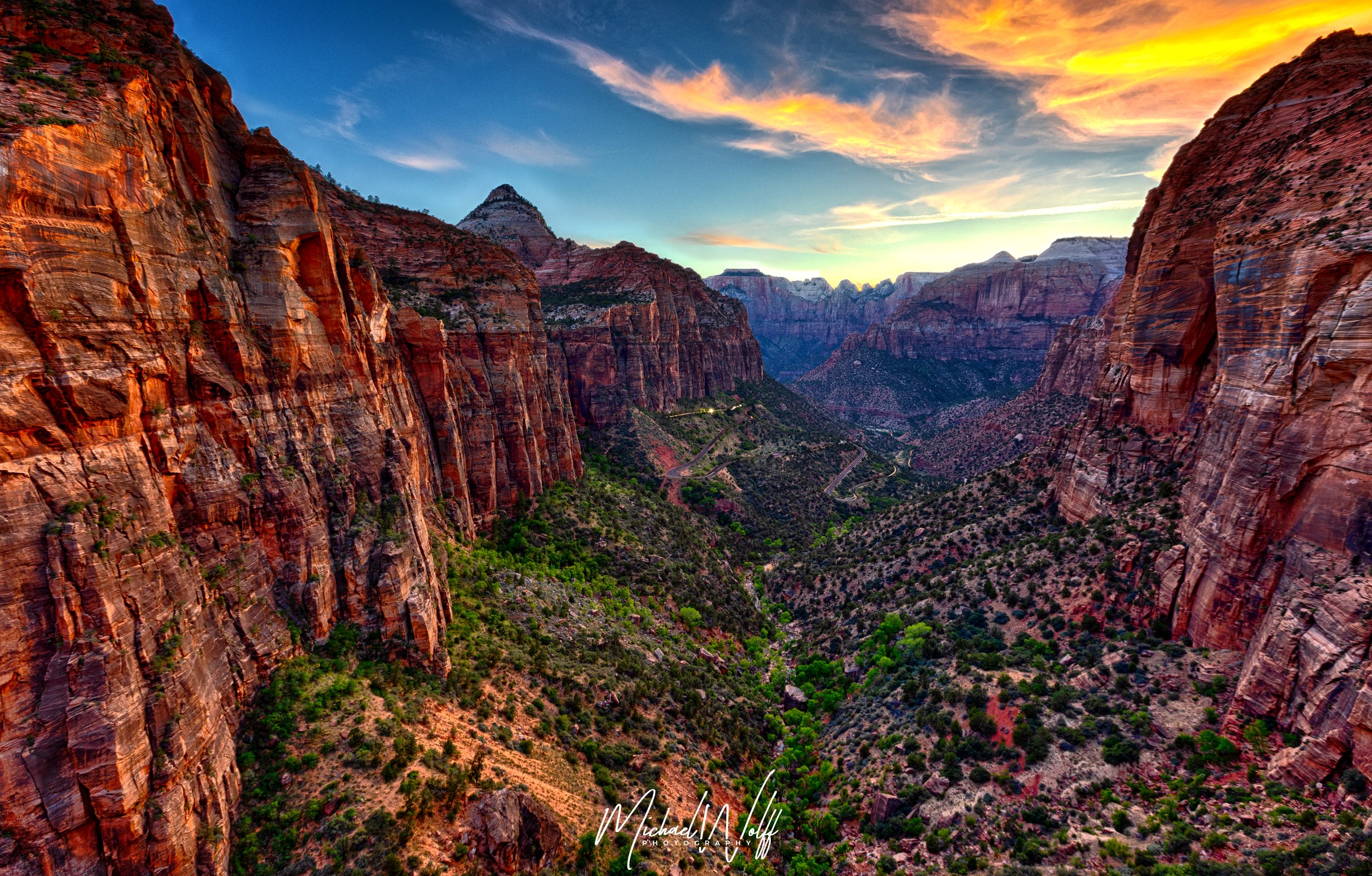 Canyon Overlook Sunset.  Zion National Park