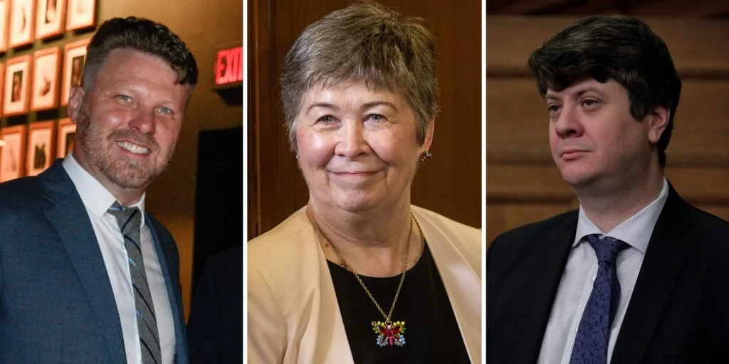 Conservative strategist Fred DeLorey, left, Anne McGrath, principal secretary to NDP Leader Jagmeet Singh, and Jeremy Broadhurst, the now former Liberal national campaign director headlined a Sept. 12 panel in Toronto.