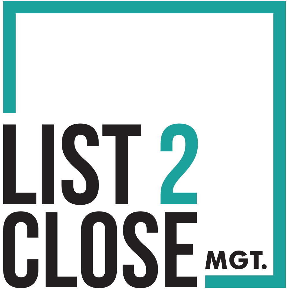 A graphic with the text "LIST 2 CLOSE MGT." and a teal border, indicating a list or closing note from management.