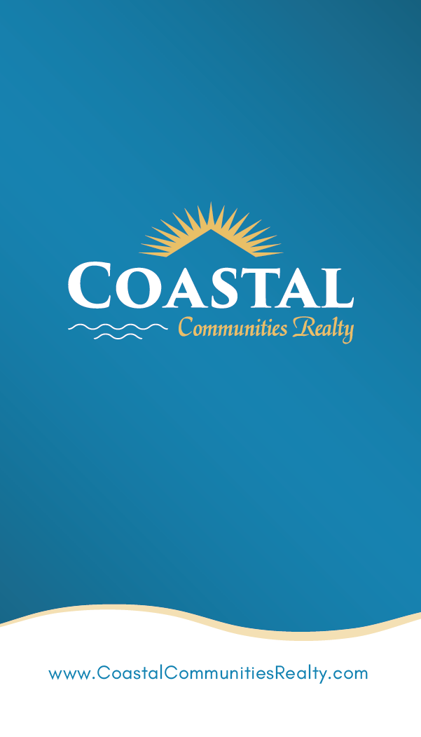 Coastal Communities Realty logo with a stylized sun, waves, and website URL