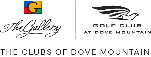 Logos of The Gallery and Golf Club at Dove Mountain, professional golf club in Tucson, Arizona.