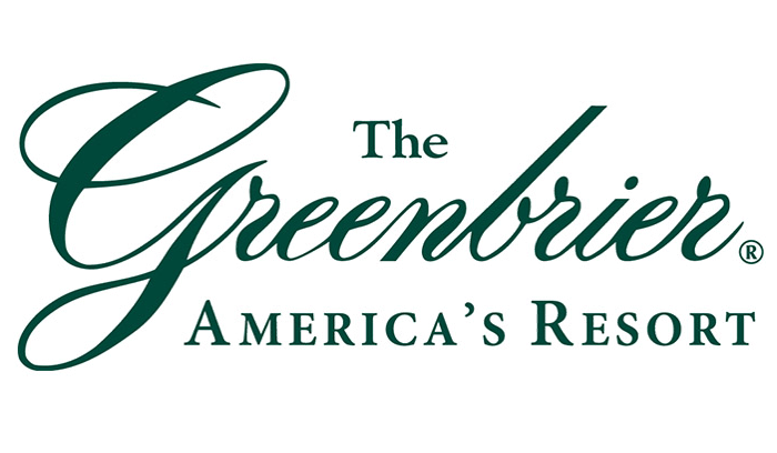 Logo of The Greenbrier, America's Resort, with elegant script and serif font.