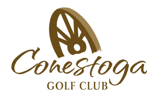 Conestoga Golf Club logo with a stylized golf ball and tee design.