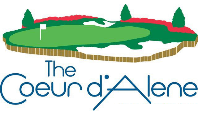 Illustration of a golf course putting green with a flagstick, surrounded by trees and a winding path, along with the text 'The Cource_Ale'.