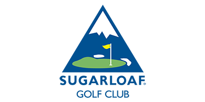 Logo of Sugarloaf Golf Club featuring a mountain with snow-capped peak, a golf green, flag, and water, with the text 'SUGARLOAF GOLF CLUB'.
