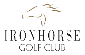 Logo of Ironhorse Golf Club featuring a stylized horse head and the club's name underneath