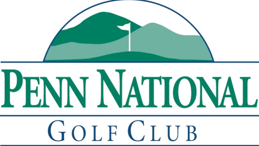 Penn National Golf Club logo featuring a mountain with a flag on top and the name below.