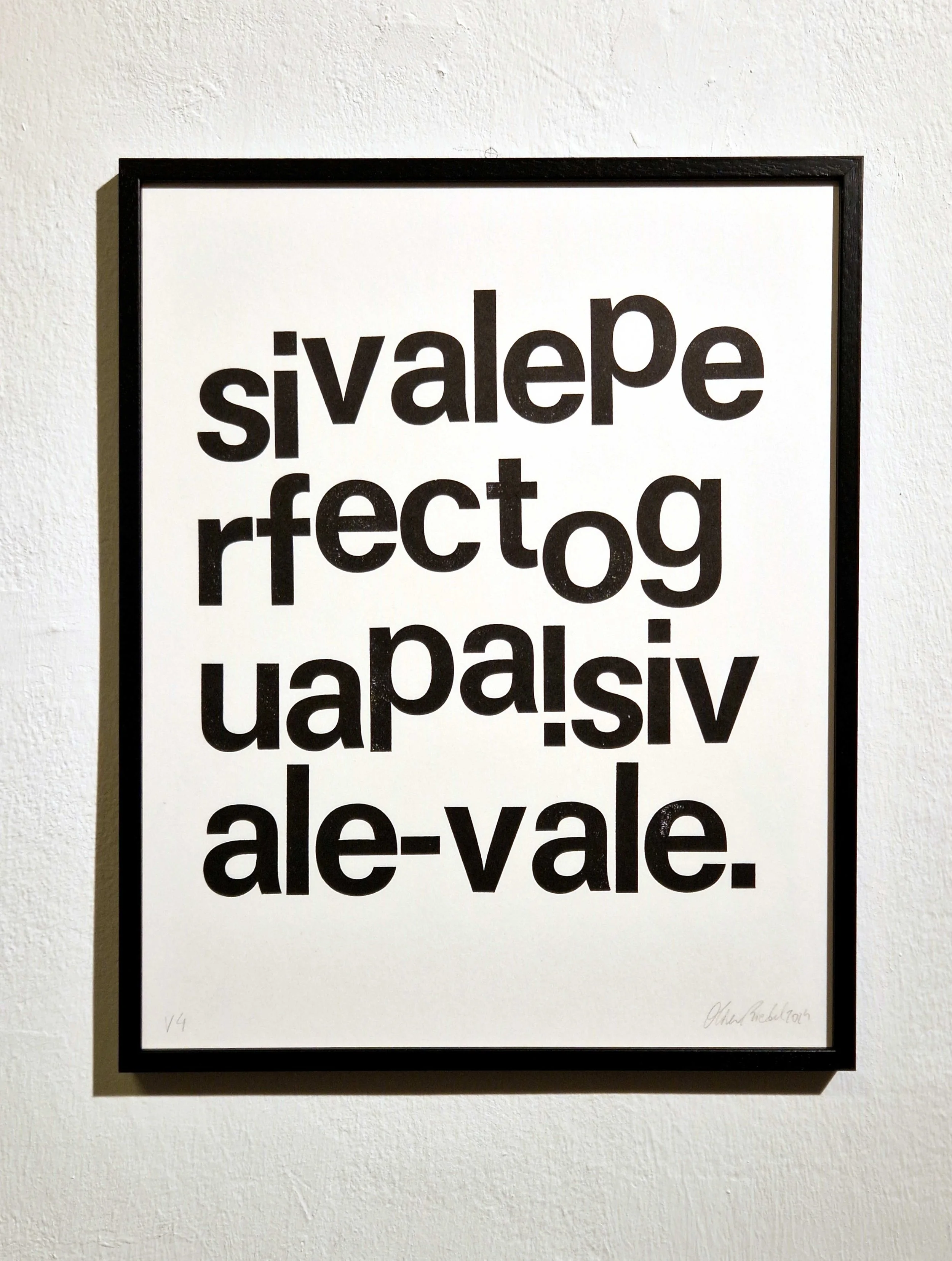 Title: n.T. (“Sivaleperfecto”)
Technique: Letterpress-print on Natural Line Hellweiß Velin 220g/170g
Size: 28x35cm
Variants: V1 4 + 2 EdA (35x45cm/220g), V2 2, V3, V4, V5 each 1
Year: 2024