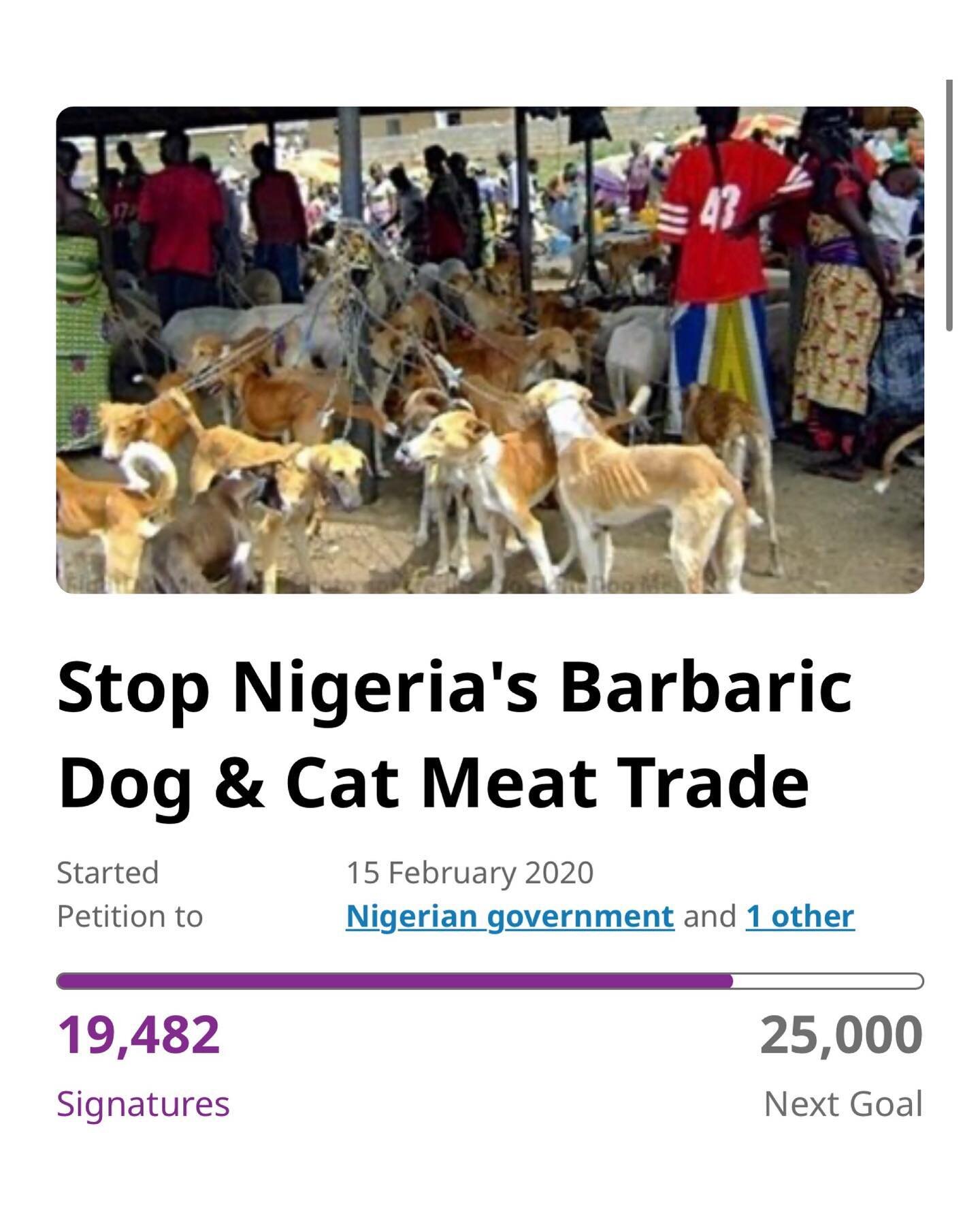 Stop Nigeria's Barbaric Dog and cat Meat Trade 
https://chng.it/fDs2qS47sG

#Africa
#BanAnimalSacrifices
#BanLiveAnimalMarkets
#AnimalProtection #banthedogandcatmeattrade #stopdogandcattrafficking #criminalanimaltrafficking