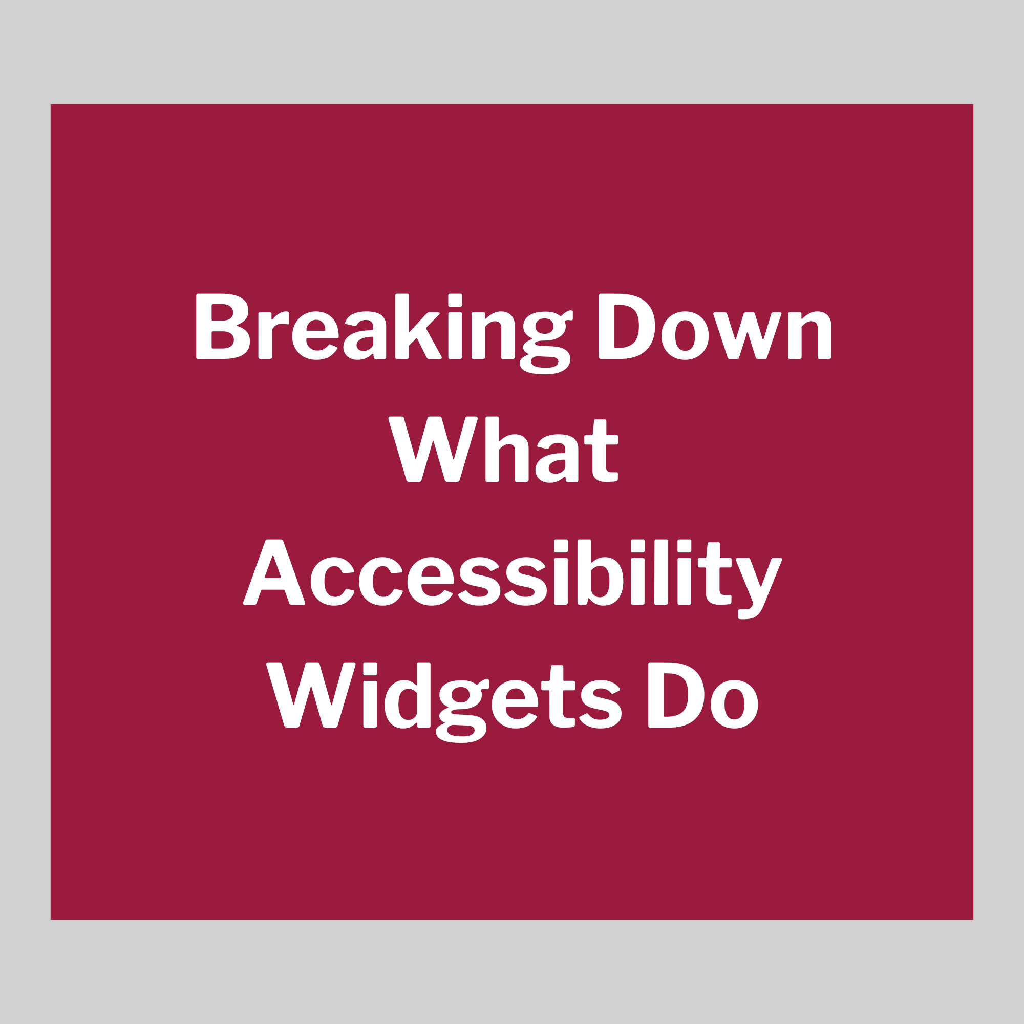 What Accessibility Widgets Do
