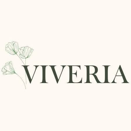 Viveria logo with three line-drawn flowers on the left and the word "Viveria" in bold black letters.