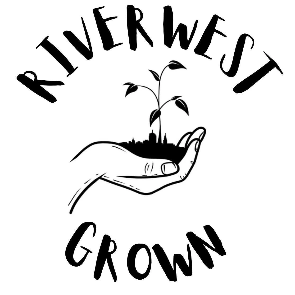 A black and white illustration of a hand holding a small patch of soil with a plant growing from it, with the words 'I sometimes grow' arched above and 'grown' below the image.