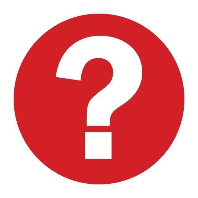 White question mark inside a red circle