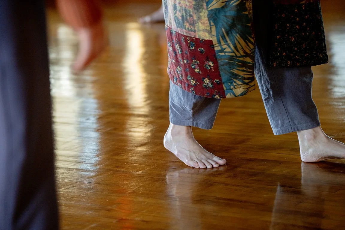 feet in walking gait during a movement class