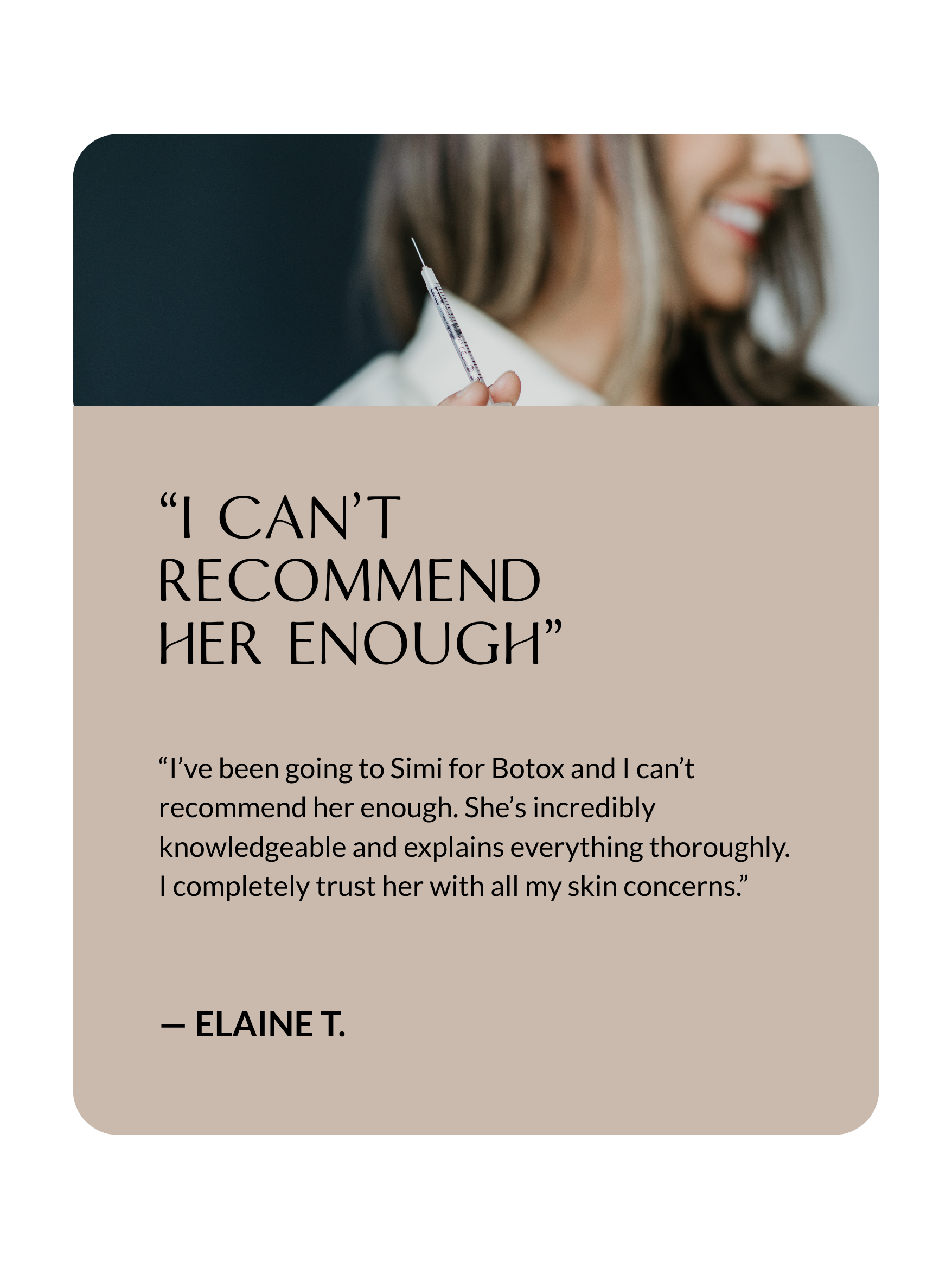 Sona Aesthetics Testimonial from Irene C