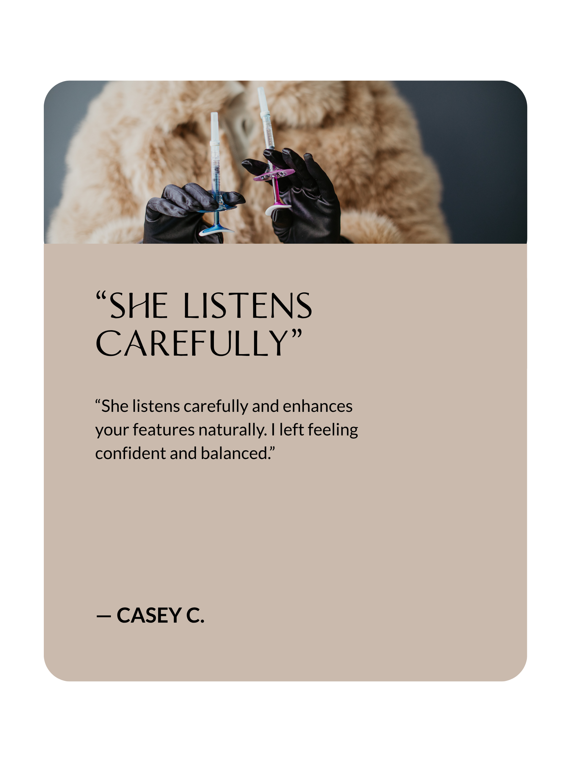 Sona Aesthetics Testimonial from Samantha S