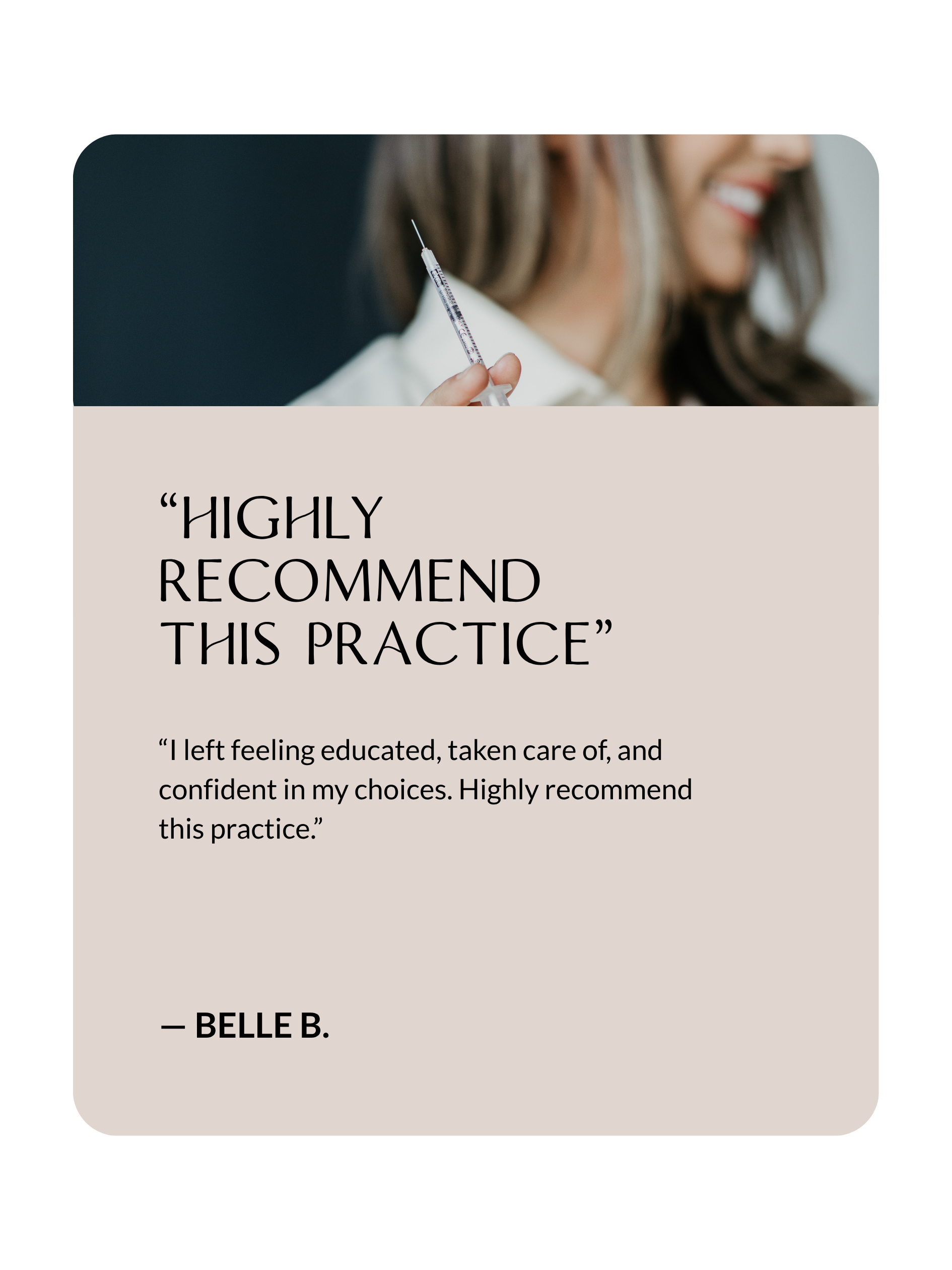 Sona Aesthetics Testimonial from Samantha S