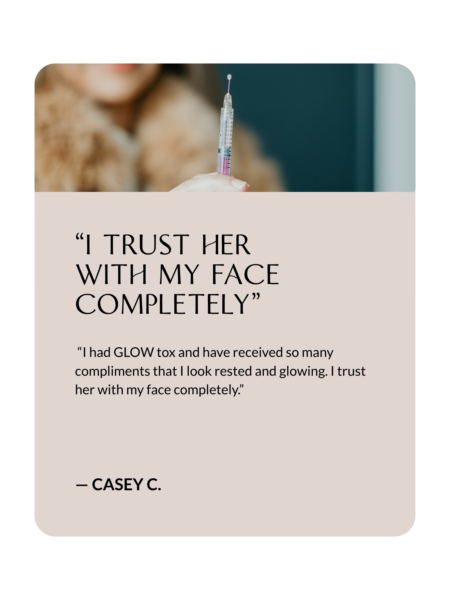 Client testimonial about looking refreshed after treatment at Sona Medical Aesthetics Newcastle WA