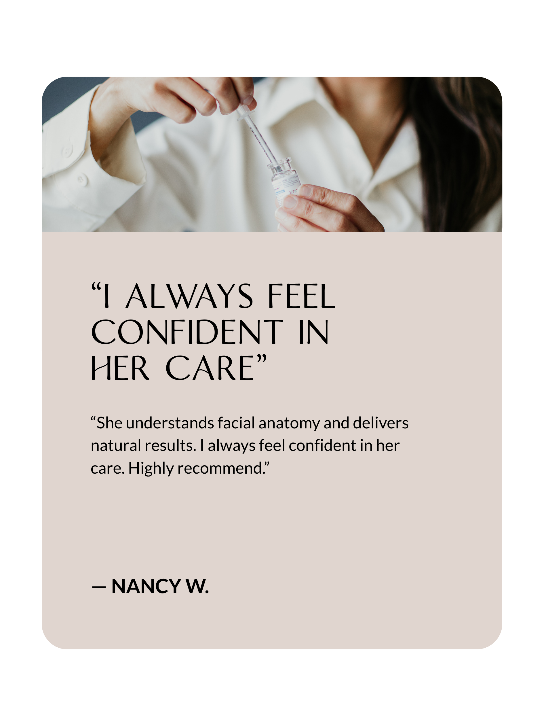 Sona Aesthetics Testimonial from Irene C