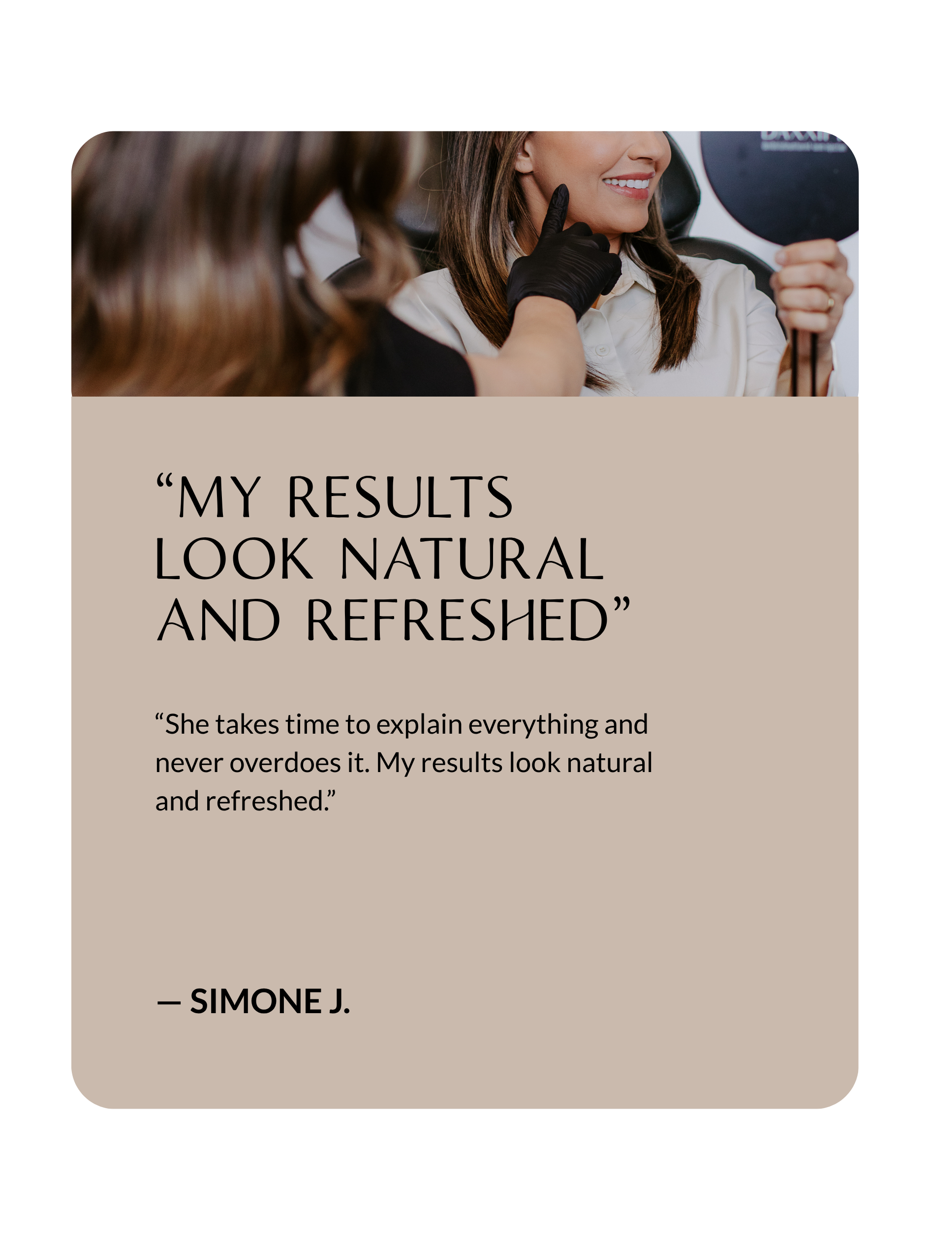 Sona Aesthetics Testimonial from Irene C