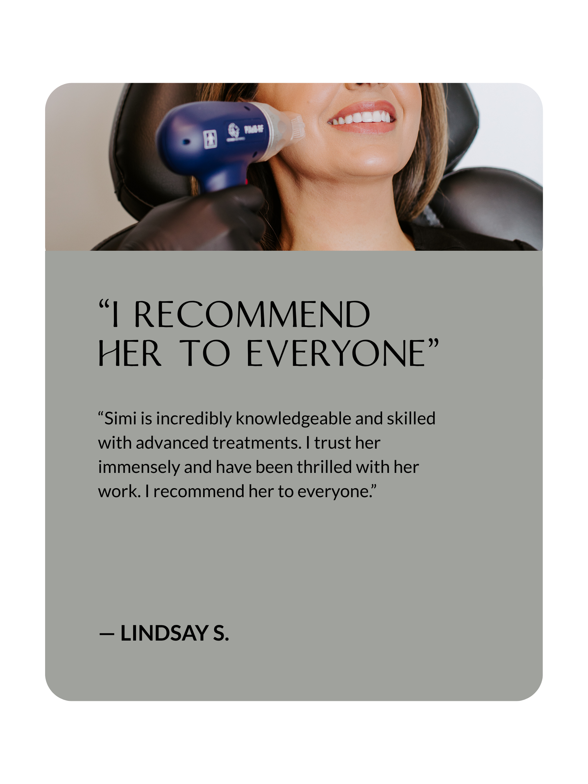 Client testimonial about RF microneedling acne scar improvement at Sona Medical Aesthetics Newcastle WA