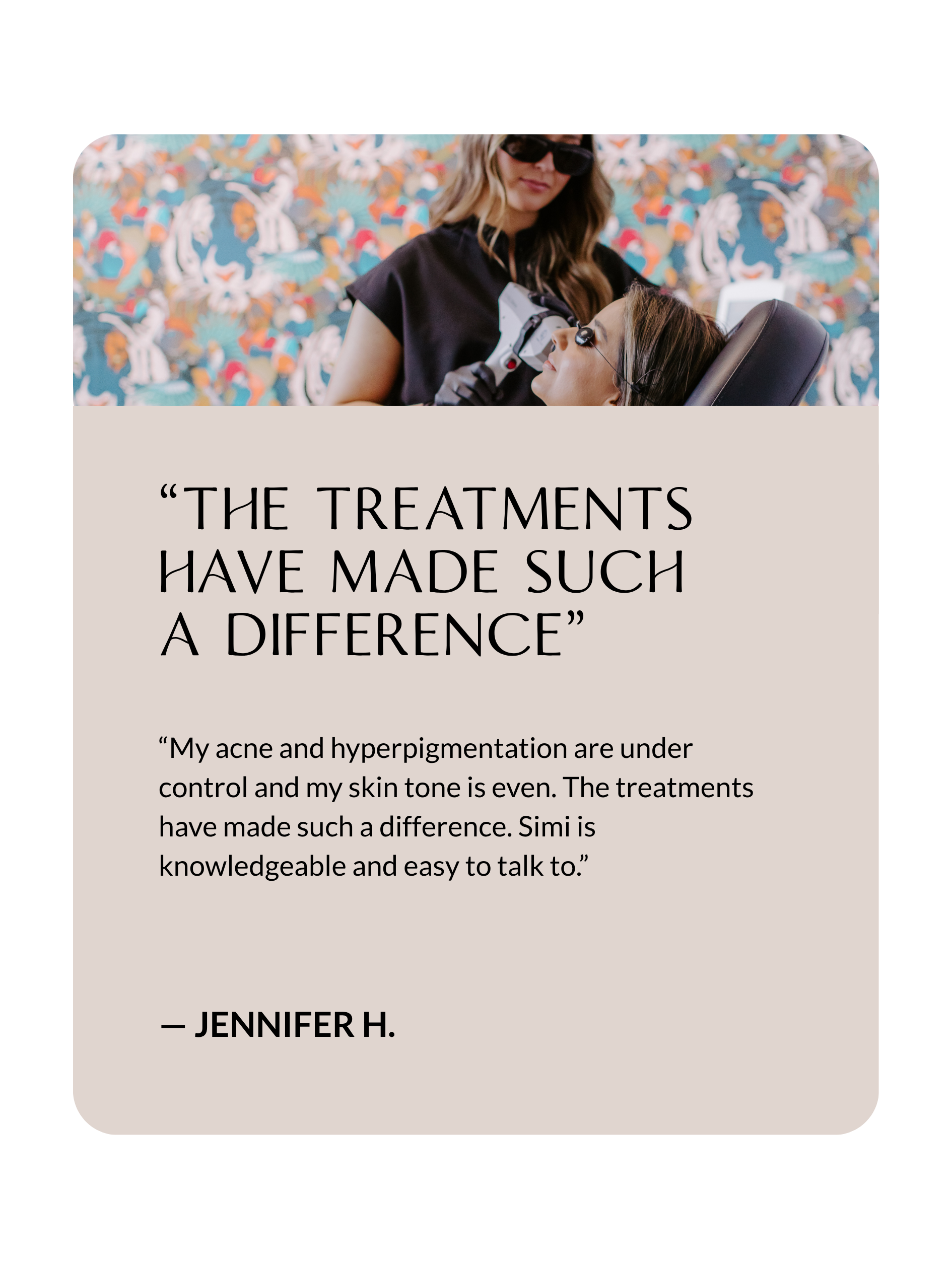 Client testimonial about IPL and Pico laser brown spot results at Sona Medical Aesthetics Newcastle WA