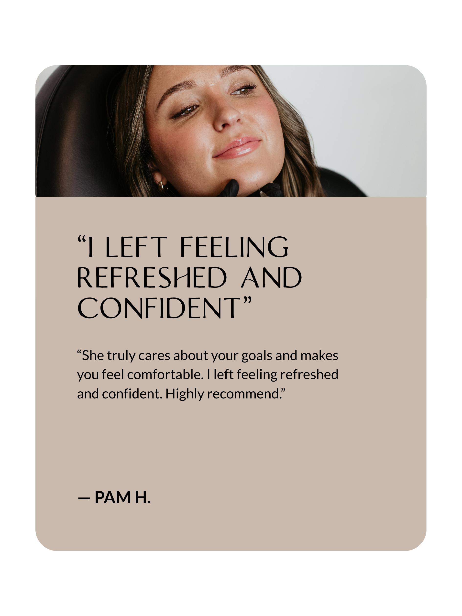 Client testimonial about natural rejuvenation results at Sona Medical Aesthetics Newcastle WA