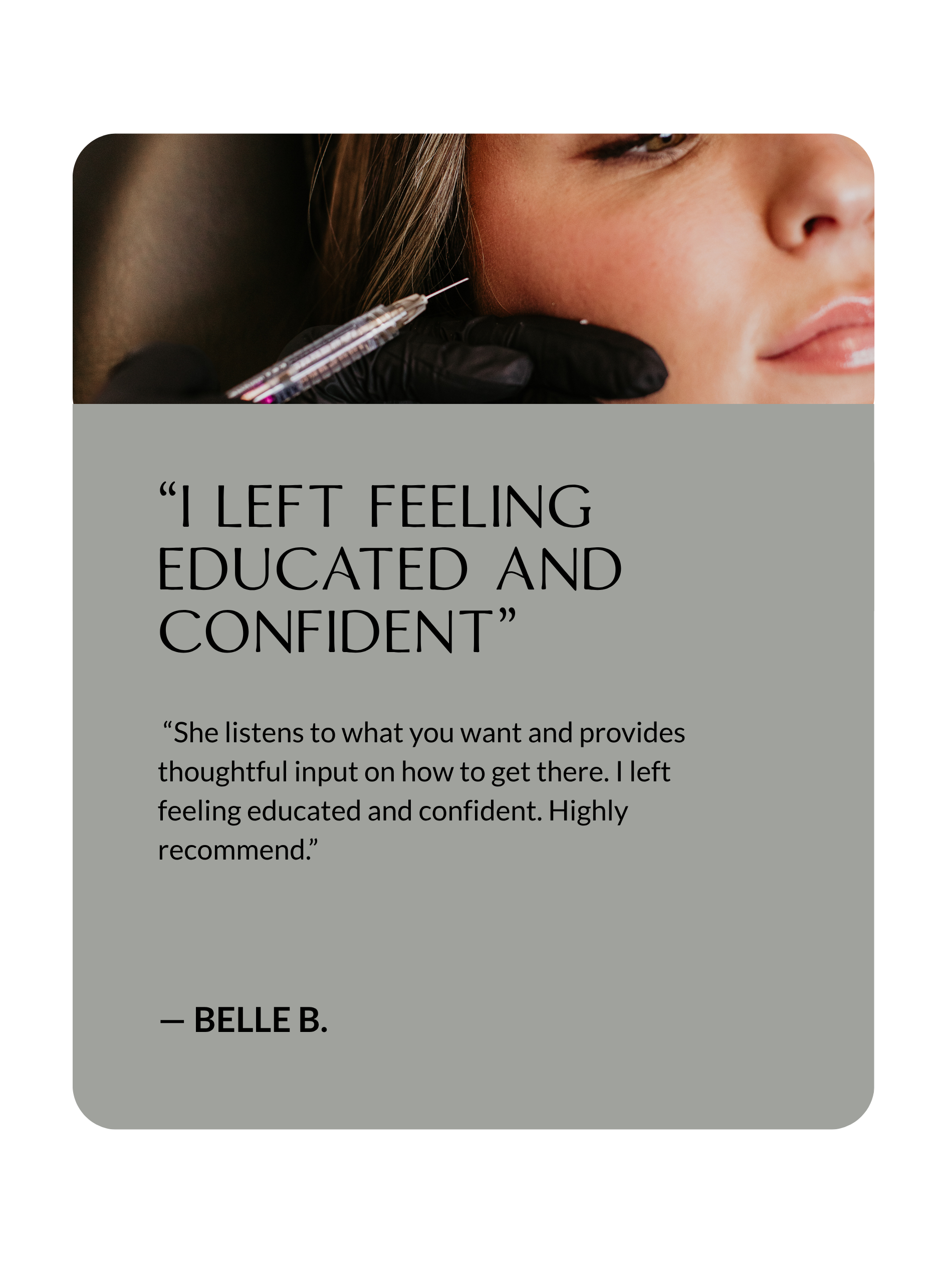 Client testimonial about skin tightening treatment at Sona Medical Aesthetics Newcastle WA