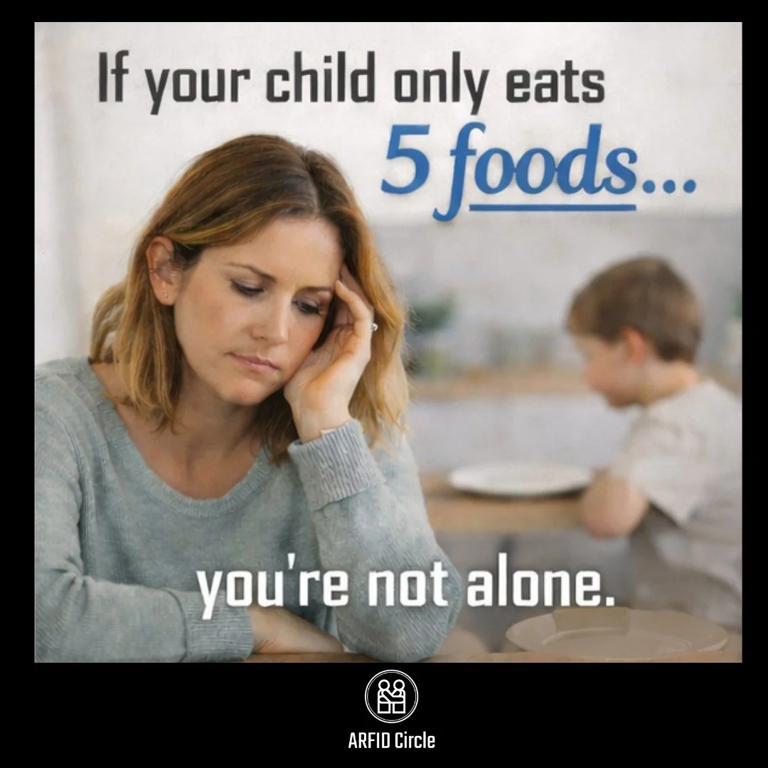 If your child only eats a handful of foods&hellip;

Take a breath.

You didn&rsquo;t cause this.
You&rsquo;re not failing.
And you are not alone in this.

ARFID is real.
The stress is real.

And the love you have for your child? That&rsquo;s real, to