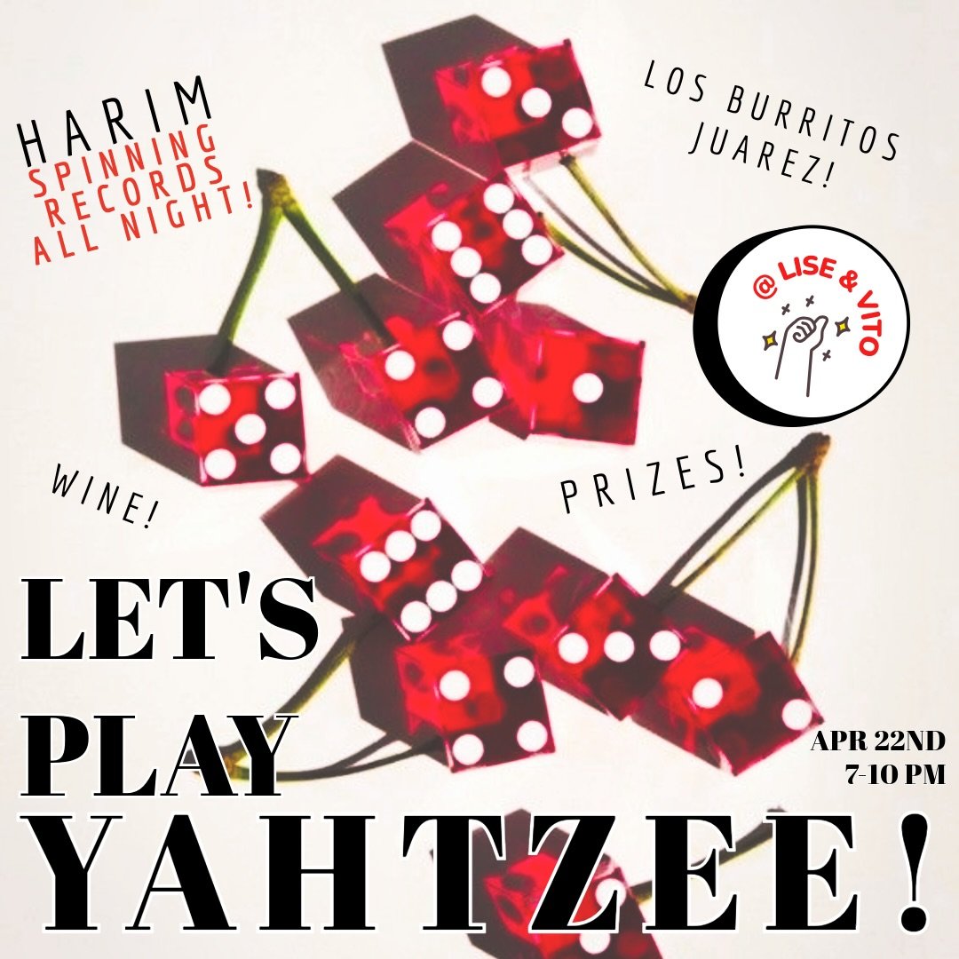🎲 ANNNNNND WE&rsquo;RE BACK! 🎲 

Our second Yahtzee! Night is happening Wednesday April 22nd and this one will be an even bigger banger! Hosted by our lovely love birds @steve_aioli_  and @beewack ! 💞 

A $20 donation gets you into the game and pr