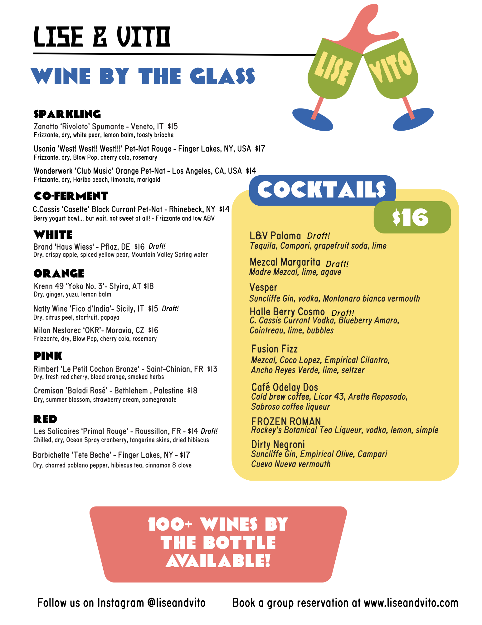 WINES BY THE GLASS & COCKTAILS