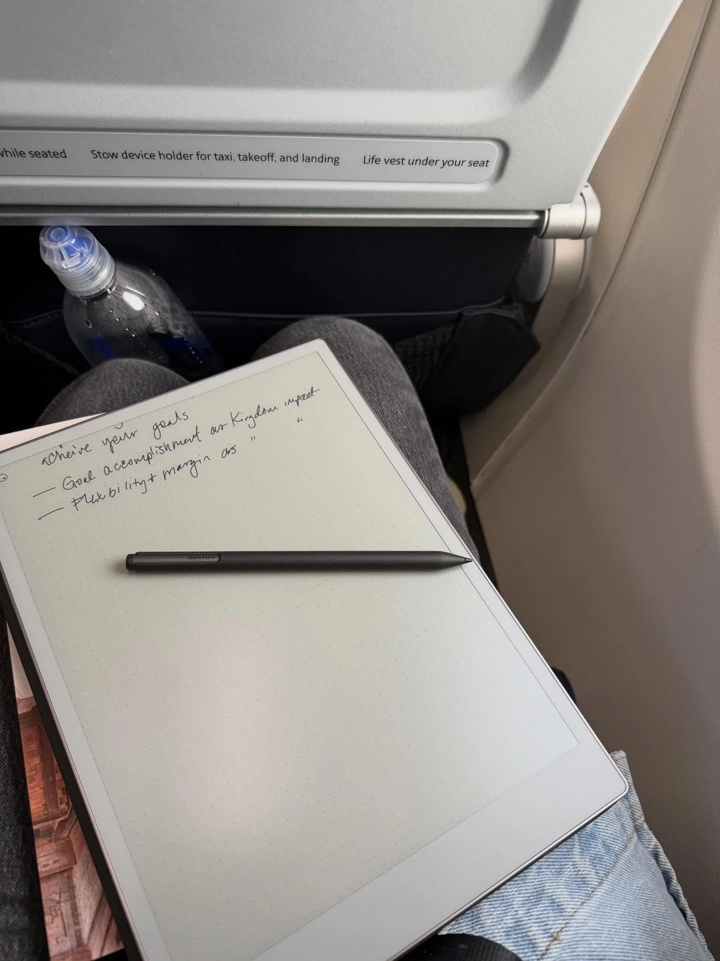 Airplanes are great places for writing and brainstorming.
