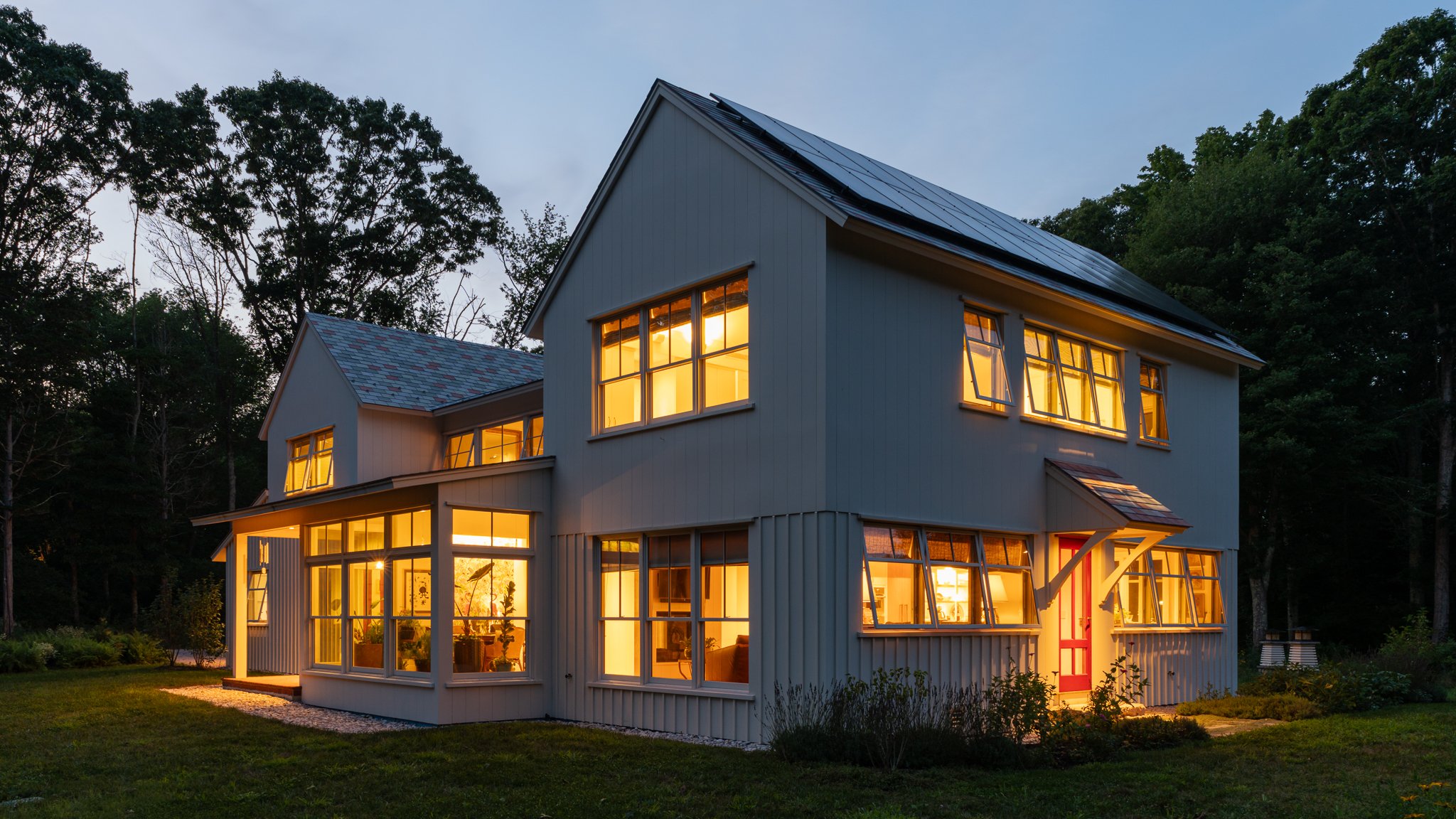 Before: raw twilight capture of the Michael McKinley residence straight from the camera.