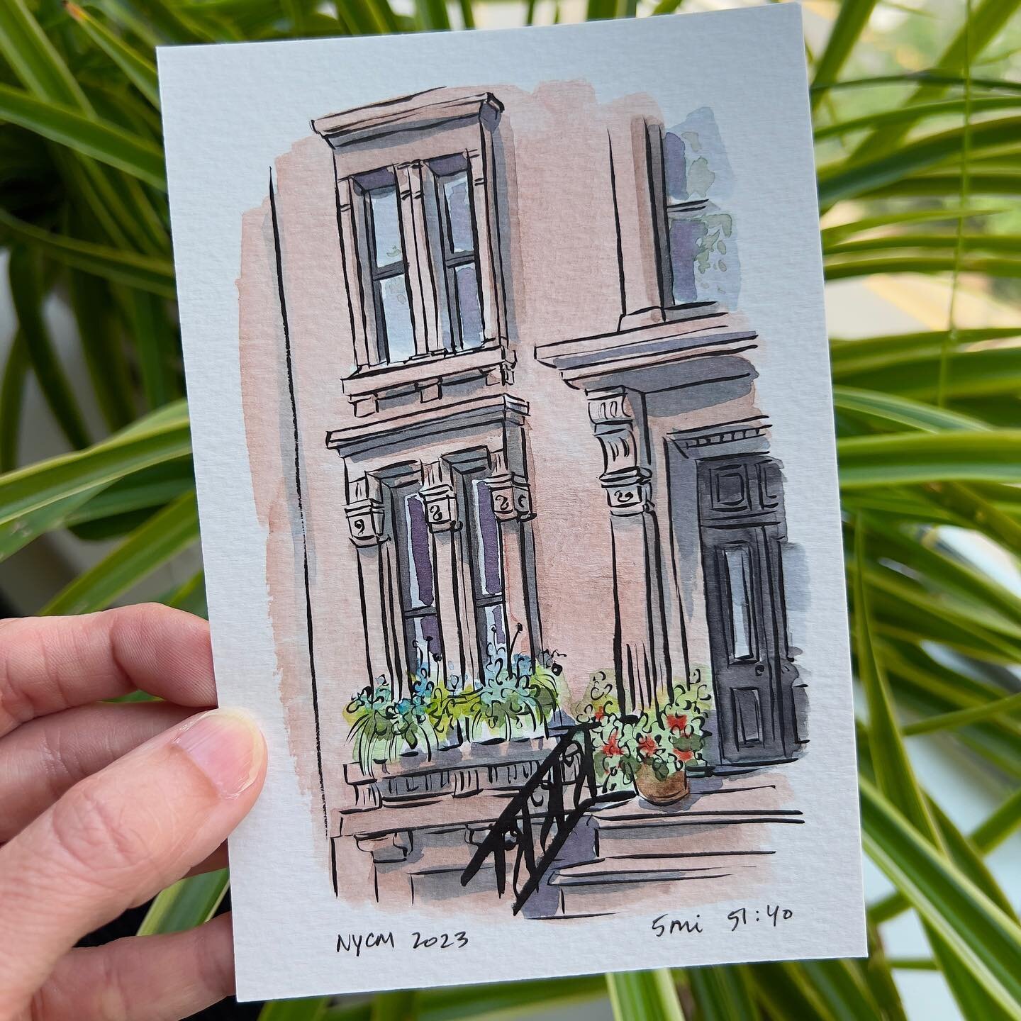 The #viewfrommyrun - When I started this project, I used to draw a lot of window boxes. I just think they&rsquo;re so pretty and I still do! This one was spotted on Garden Place in Brooklyn Heights.

I intended for this composition to work out differ