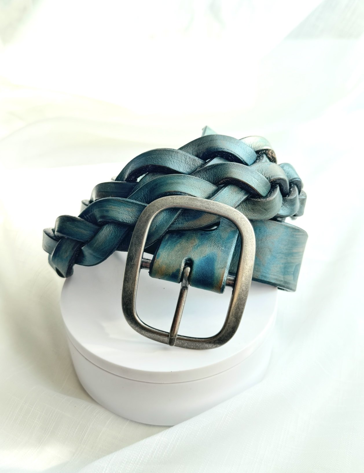 Teal Mystery Braid Belt