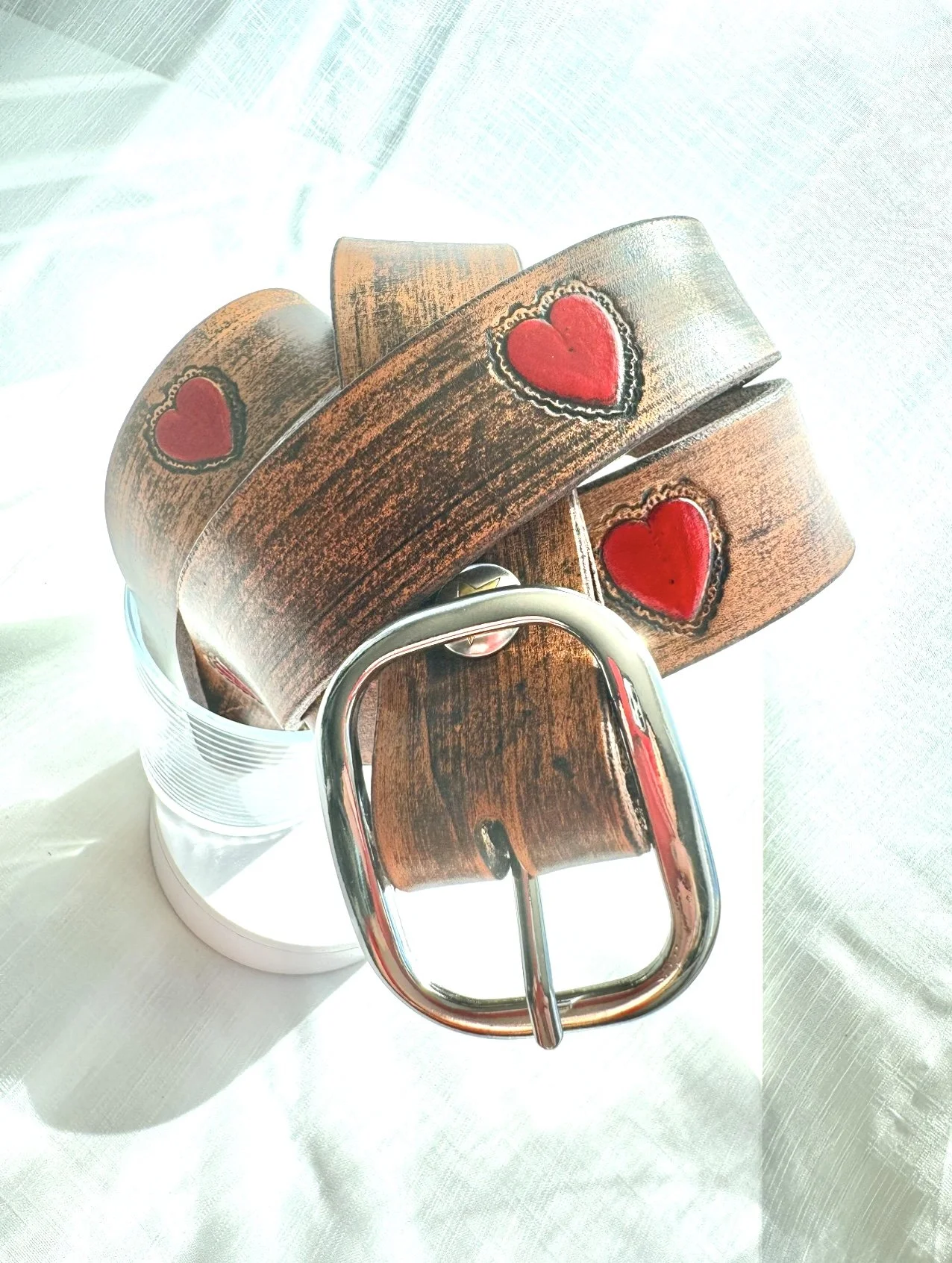 Wood Grain Heart Belt
