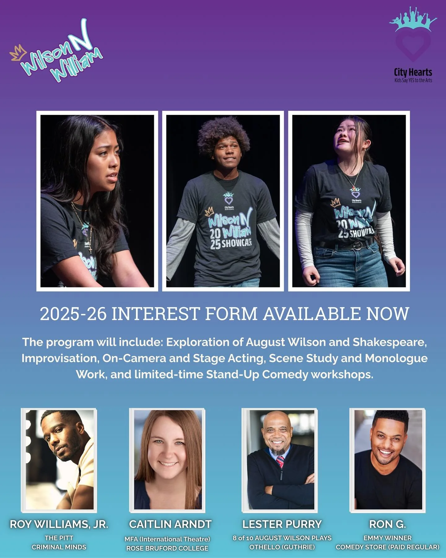 🚨Help us spread the word!🚨
As we enter the 3rd year of our acclaimed Wilson 'n William Theatre Program, we’re excited to expand access to more underserved students by bringing the program to our Harbor City office starting this Fall.
If you