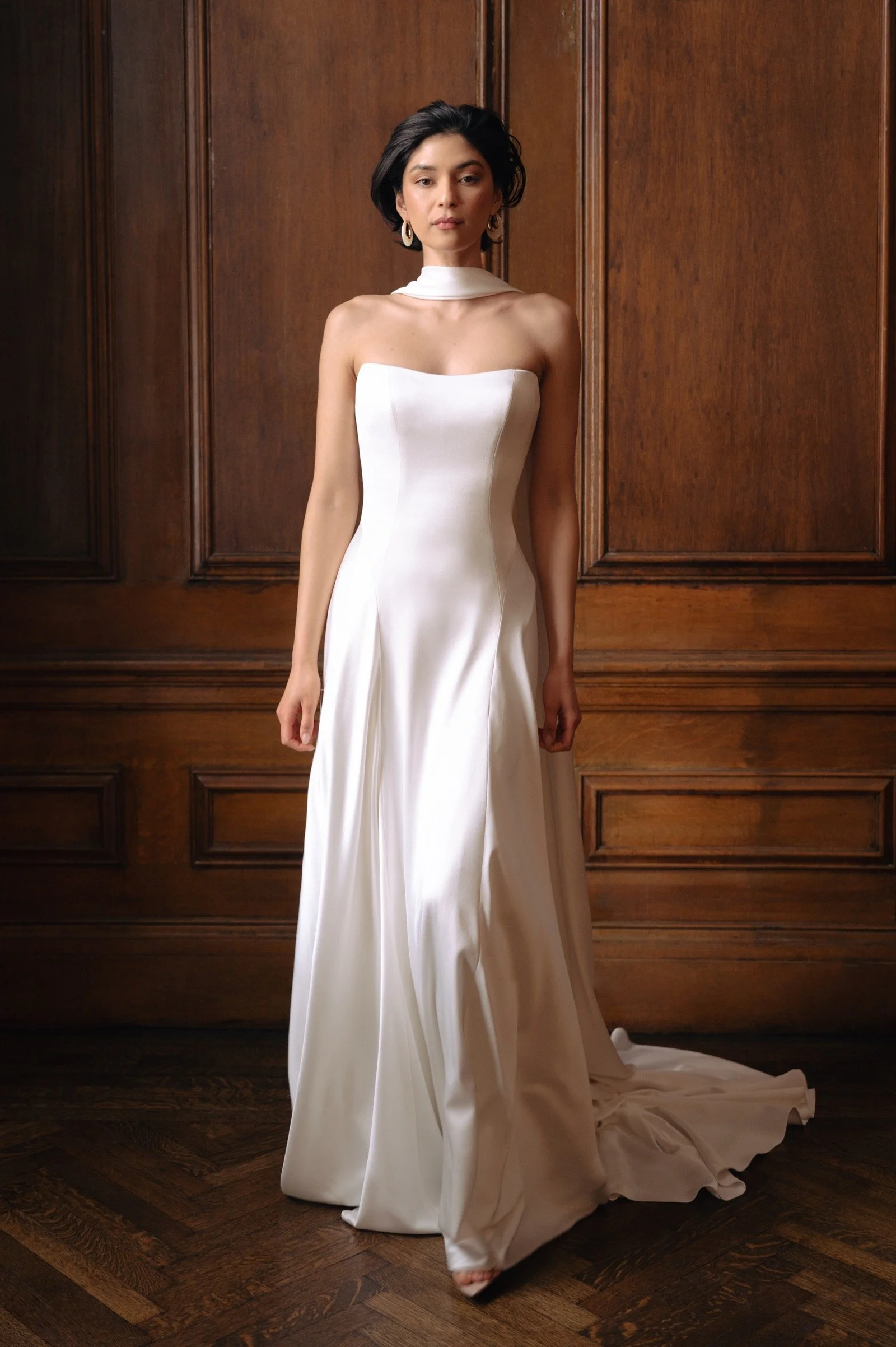 Addilyn von Jenny Yoo, cleanes A-Linien-Brautkleid aus luxuriösem Satin